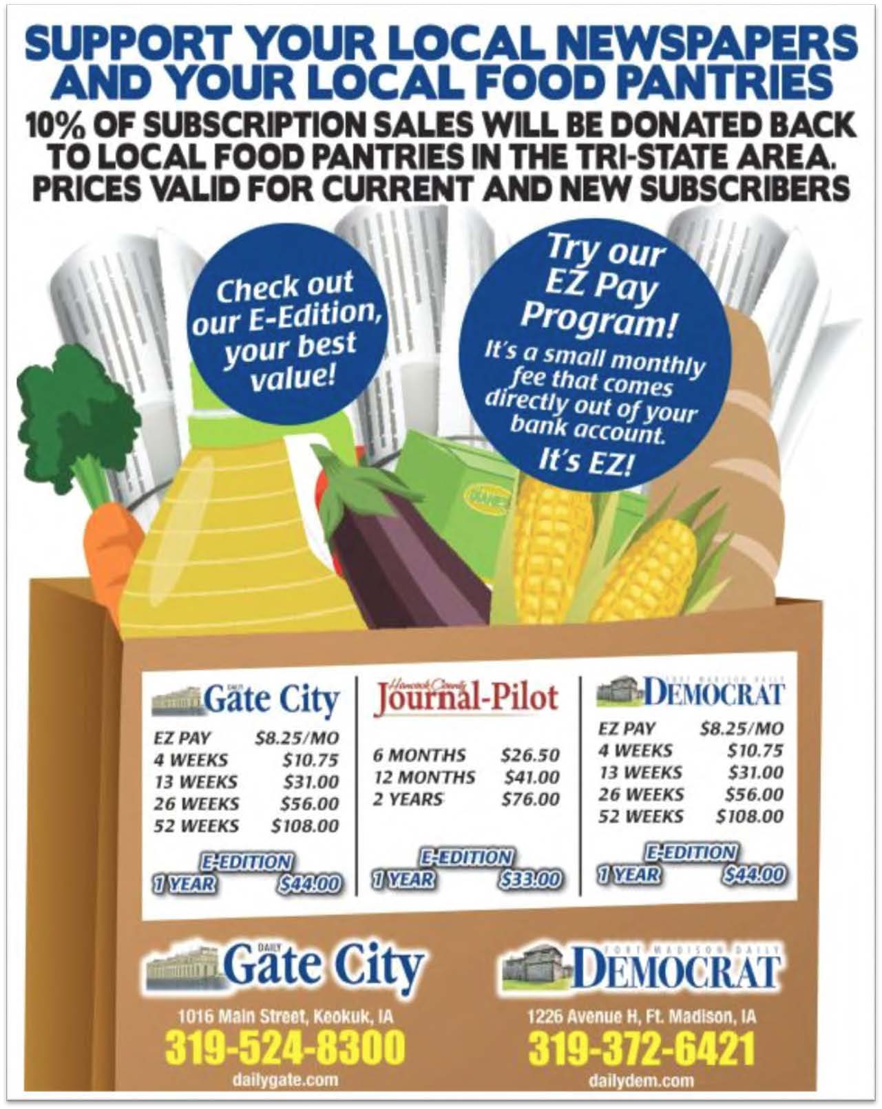 Idea #43 of 50 Days of Ideas! SUPPORT YOUR LOCAL NEWSPAPERS & LOCAL FOOD PANTRIES!