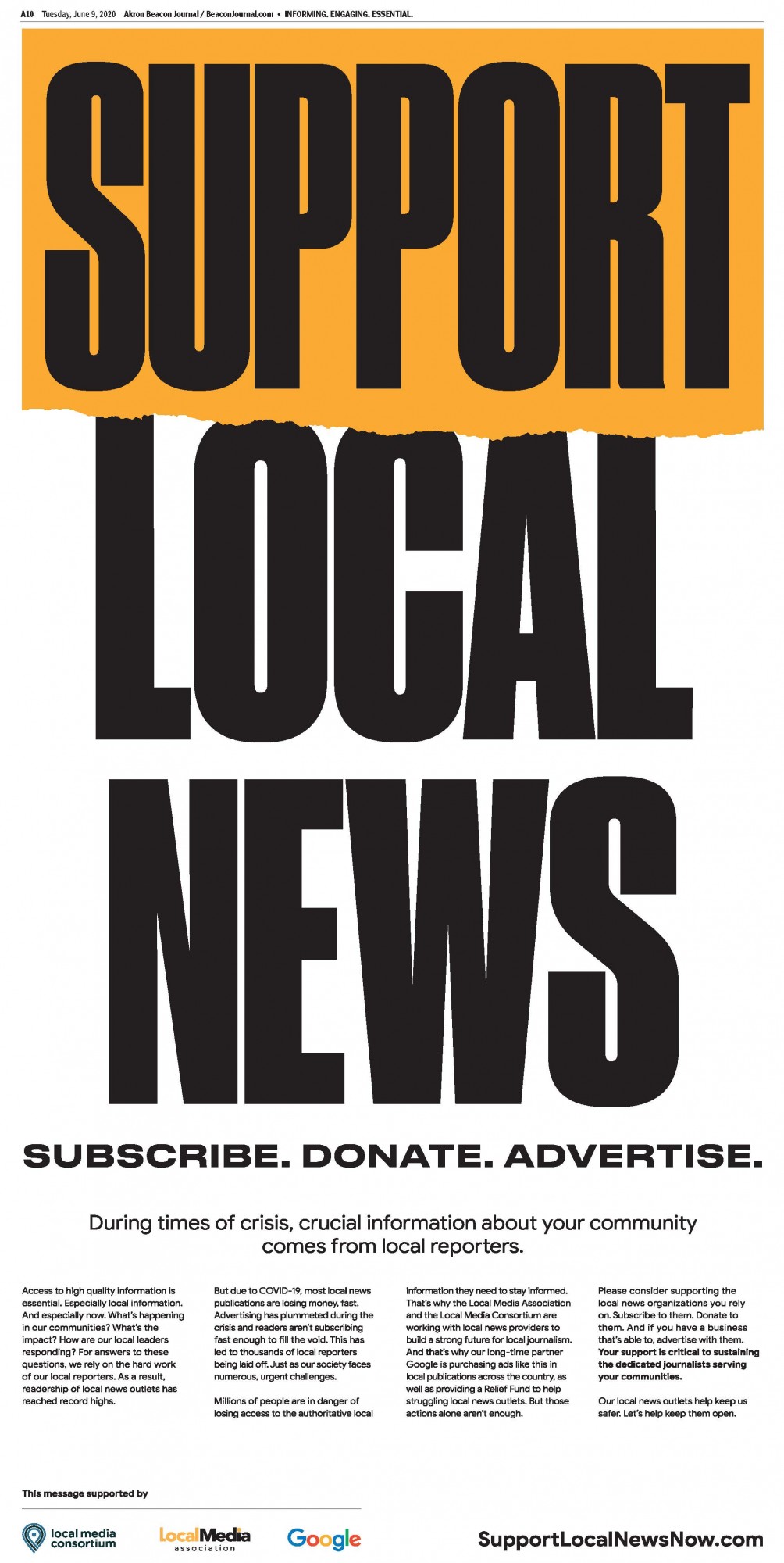 Idea #45 of 50 Days of Ideas! SUPPORT LOCAL NEWS INITIATIVE!